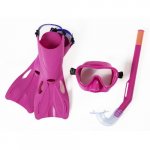 Set de scufundari Flapper cu masca tub de respiratie si labe de inot roz