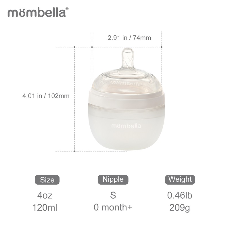 Biberon Anticolici Mombella Brest-Like 120ml Tetina S flux lent 100 Silicon Ivory - 1 | YEO