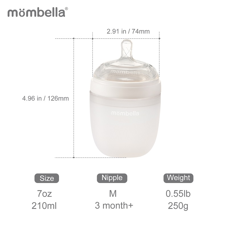 Biberon Anticolici Mombella Brest-Like 210ml Tetina M flux mediu 100 Silicon Ivory - 2 | YEO