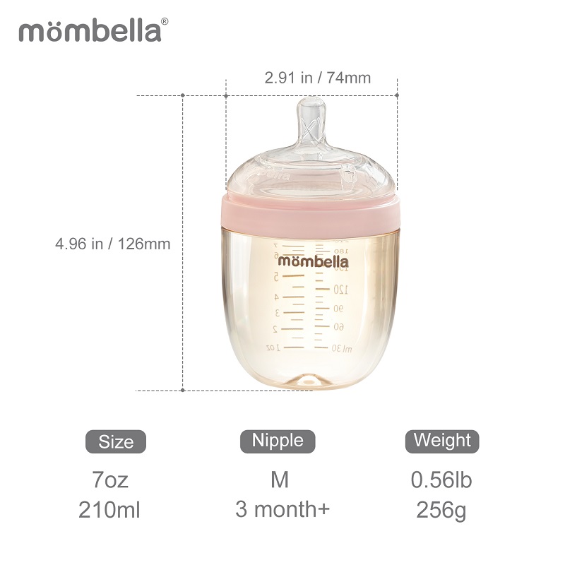 Biberon Anticolici Mombella Brest-Like 210ml Tetina M flux mediu PPSU Old Roze - 2 | YEO