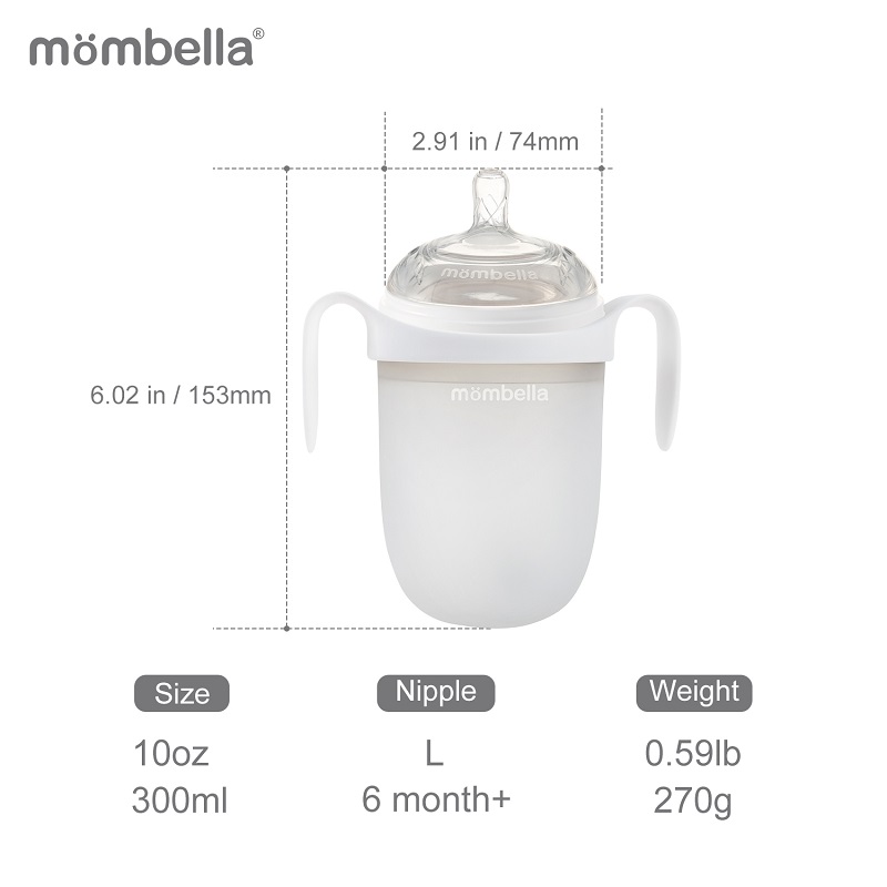 Biberon Anticolici Mombella Brest-Like 300ml Tetina 360 XL Hrana Densa 100 Silicon Ivory - 1 | YEO