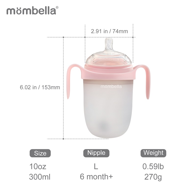 Biberon Anticolici Mombella Brest-Like 300ml Tetina 360 XL Hrana Densa 100 Silicon Old Roze - 1 | YEO