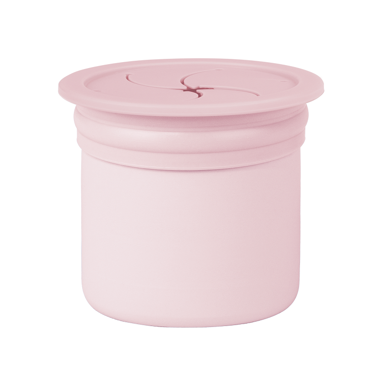 Cana cu pai si recipient gustari Minikoioi premium silicone Sip+Snack pinky pinkvelvet rose Accesorii imagine noua responsabilitatesociala.ro