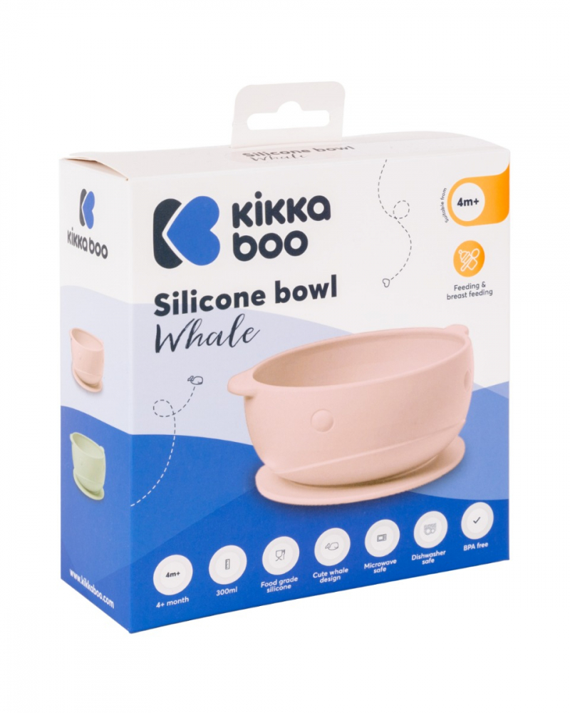 Castron din silicon KikkaBoo cu ventuza Whale Pink - 2 | YEO