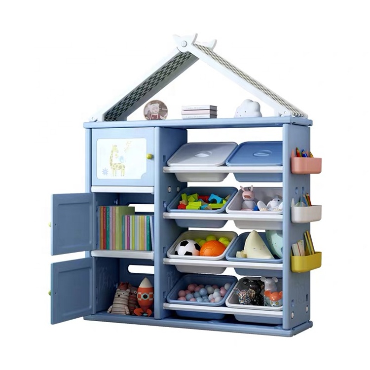 Dulap organizator pentru copii cu 4 cutii Nichiduta Happy House Blue - 3 | YEO