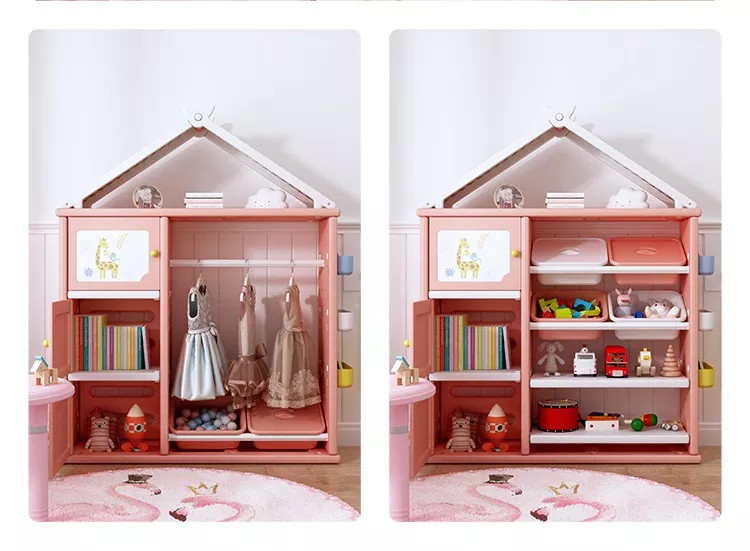 Dulap organizator pentru copii cu 4 cutii Nichiduta Happy House Pink - 2