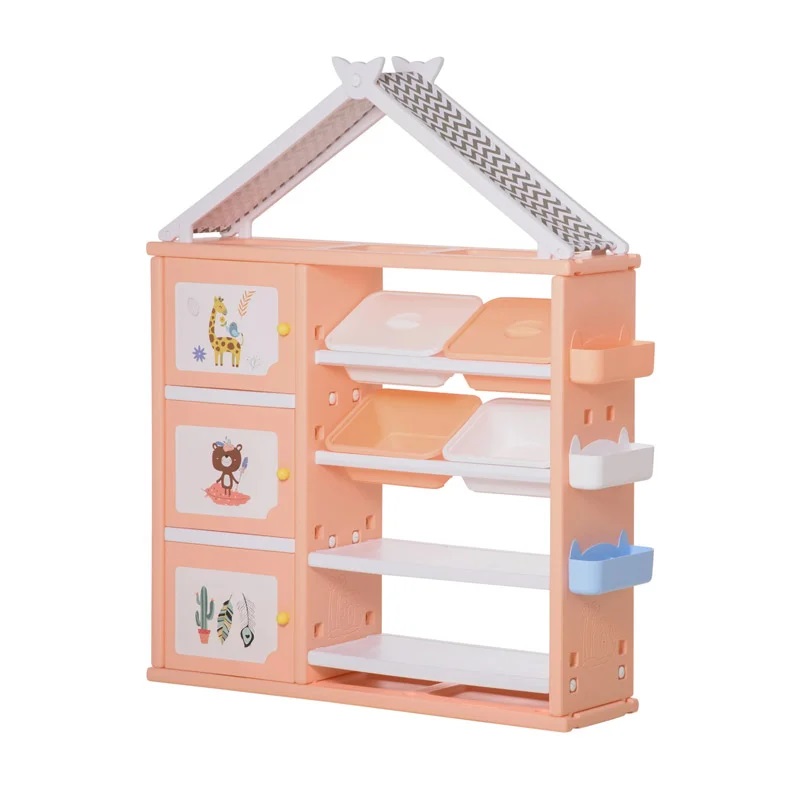 Dulap organizator pentru copii cu 4 cutii Nichiduta Happy House Pink - 3