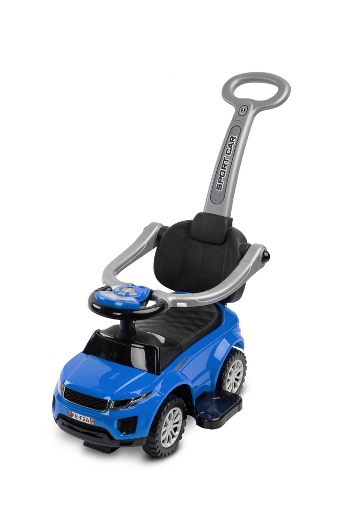 Masinuta Ride On fara pedale 3in1 Toyz Sport Car Blue cu maner parental,Bara de protectie detasabila,Volan cu sunete si lumini,Spatiu de depozitare,Sistem antirasturnare,Spatar inalt,Siport picioare,Recomandata de la 12 luni - 7
