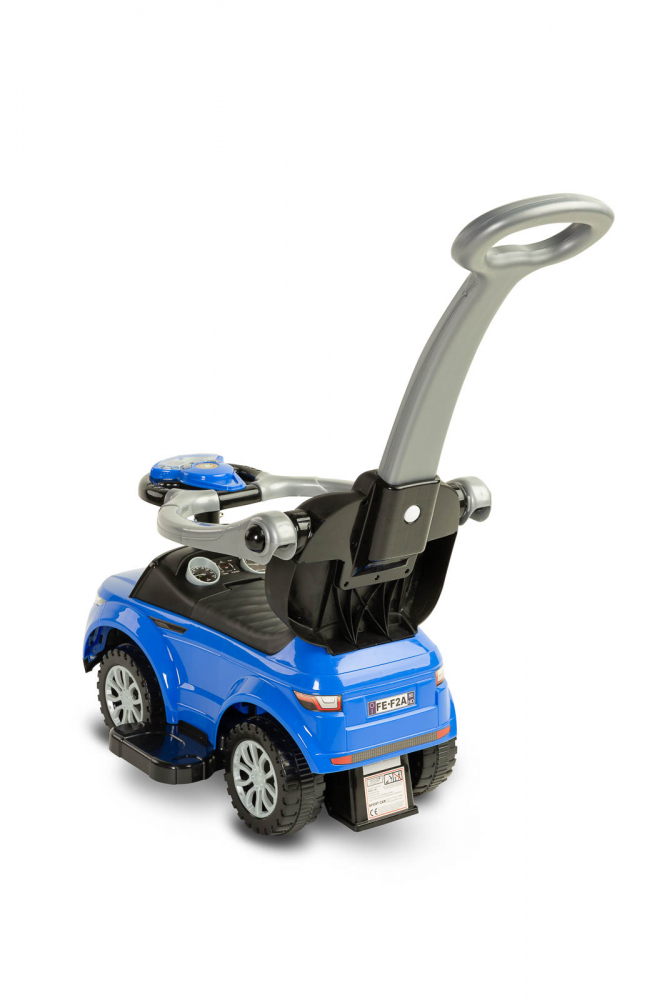 Masinuta Ride On fara pedale 3in1 Toyz Sport Car Blue cu maner parental,Bara de protectie detasabila,Volan cu sunete si lumini,Spatiu de depozitare,Sistem antirasturnare,Spatar inalt,Siport picioare,Recomandata de la 12 luni - 2