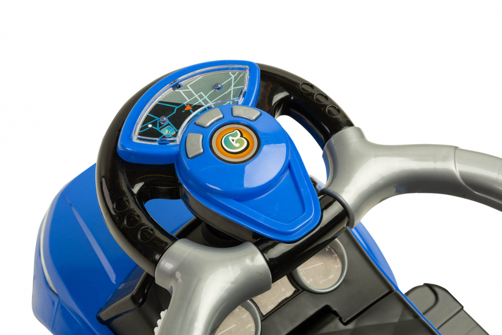 Masinuta Ride On fara pedale 3in1 Toyz Sport Car Blue cu maner parental,Bara de protectie detasabila,Volan cu sunete si lumini,Spatiu de depozitare,Sistem antirasturnare,Spatar inalt,Siport picioare,Recomandata de la 12 luni - 5