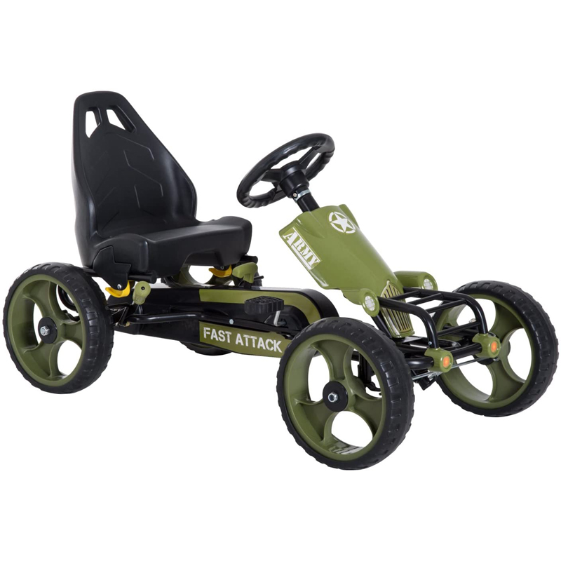 Kart cu pedale si roti Eva Fast Attack Army Green - 4