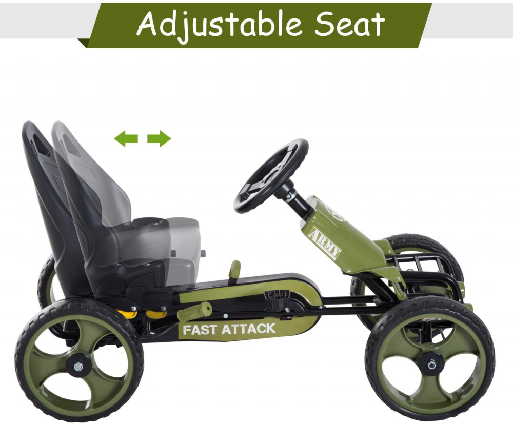 Kart cu pedale si roti Eva Fast Attack Army Green - 7