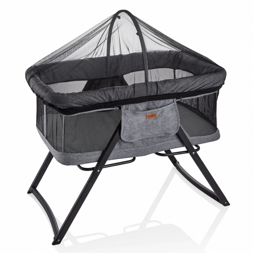 Patut babyjem 2 in 1 co-sleeping cu baldachin gri