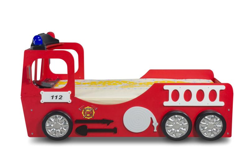 Patut tineret MDF Plastiko Fire Truck single rosu 190x90 - 1 | YEO