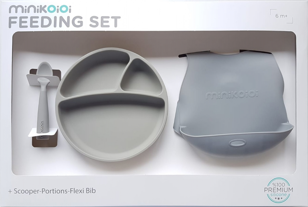 Set de hranire Bwl II Minikoioi 100 Premium Silicone powder grey - 2 | YEO