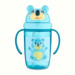 Cana cu pai din silicon Canpol Babies 400 ml Hello Little 56/500 albastru