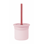 Cana cu pai si recipient gustari Minikoioi premium silicone Sip+Snack pinky pink/velvet rose