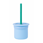 Cana cu pai si recipient gustari Minikoioi premium silicone Sip+Snack mineral blue/aqua green