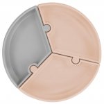 Farfurie puzzle Minikoioi 100% premium silicone bubble beige/powder grey
