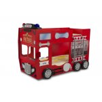 Patut tineret Plastiko Fire Truck double rosu 190x90