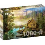 Puzzle 1000 piese Enjoy  A Log Cabin on the River