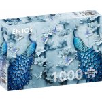 Puzzle 1000 piese Enjoy Blue Peacocks