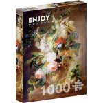 Puzzle 1000 piese Enjoy  Jan van Huysum Vase with Flowers + folii pentru lipit puzzle Enjoy 5521