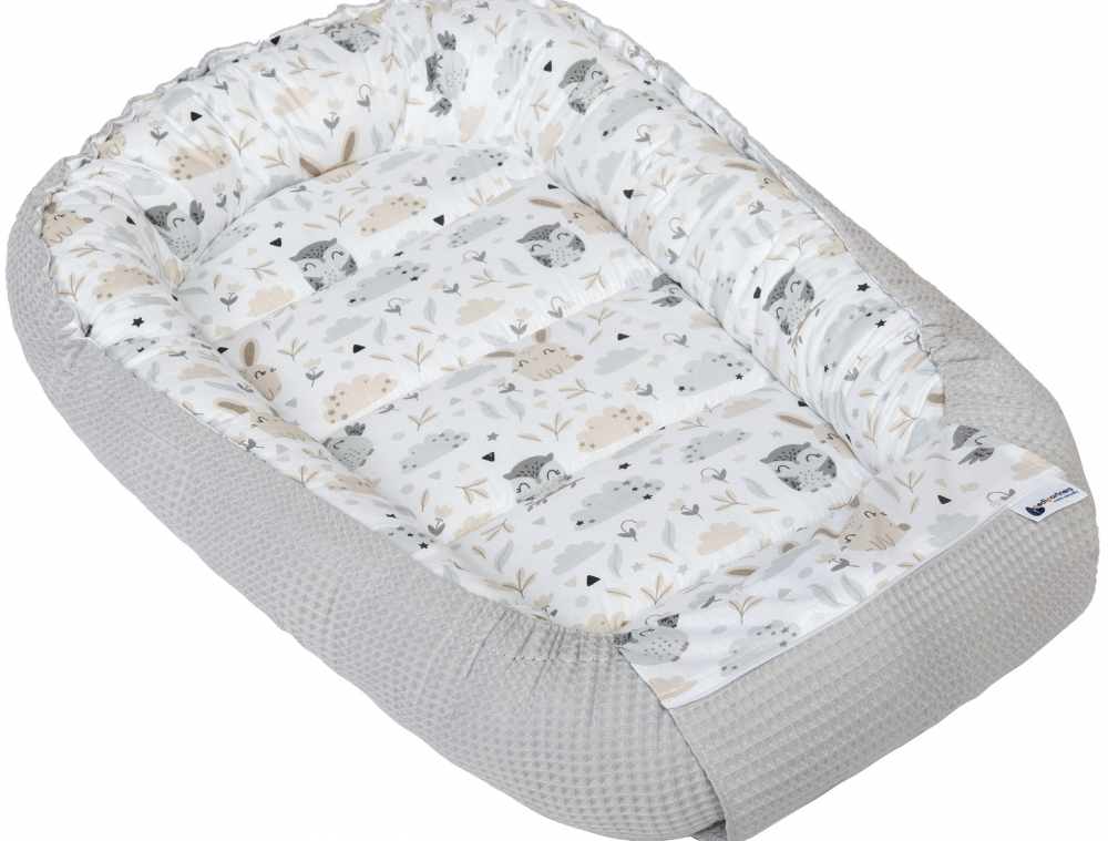 Babynest 2 in 1 din bumbac waffle glade grey
