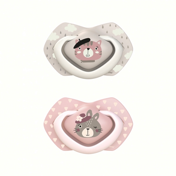 Set 2 suzete simetrice din silicon Canpol Babies 0-6 luni Bonjour Paris 22647 Pink