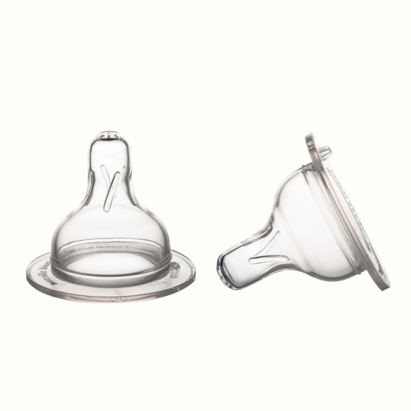 Set 2 tetine de silicon flux mare pentru biberon cu gat larg Easystart 21732