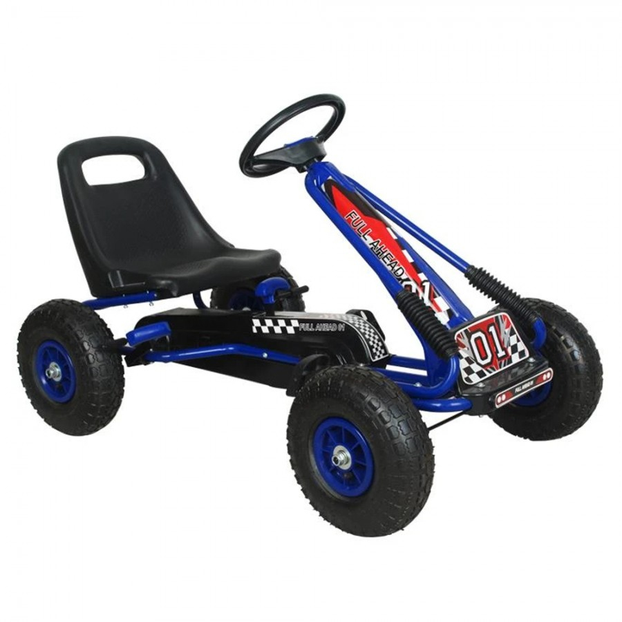 Kart cu pedale volan si roti gonflabile Racer Air Kidscare Albastru Air imagine noua responsabilitatesociala.ro
