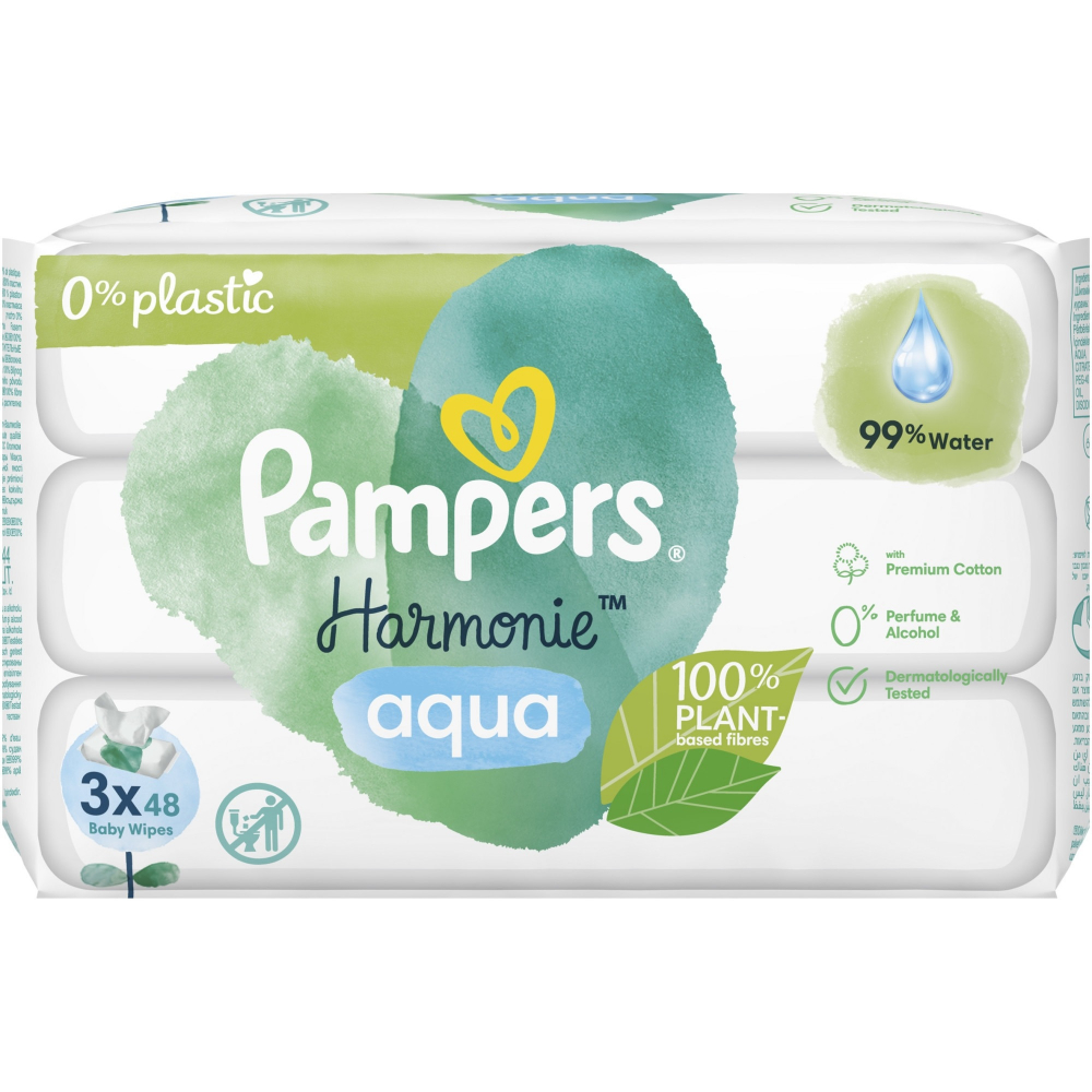 Pachet 3xServetele umede Pampers Harmonie Aqua 3 pachete x 48buc 3xServetele imagine noua responsabilitatesociala.ro