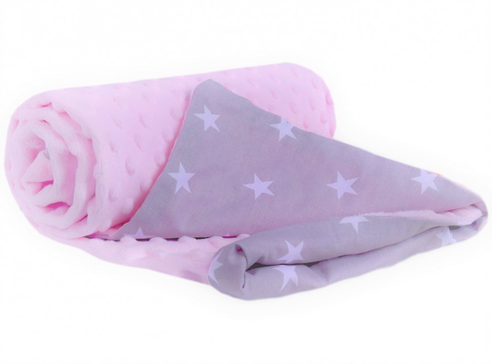 Paturica din bumbac 75x100 cm Minky Stars Pink