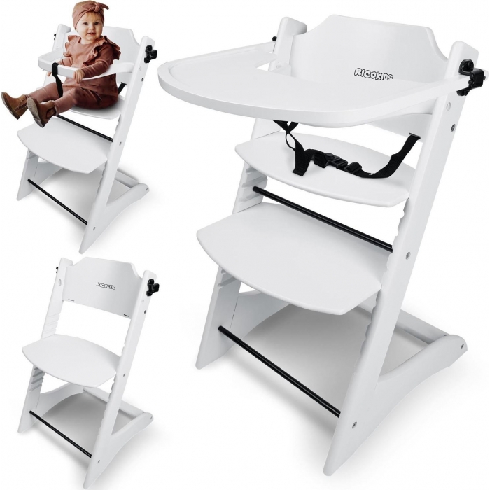 Scaun de masa din lemn ricokids loni alb