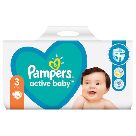 Scutece Pampers Active Baby Giant Pack+ Nr. 3 6 -10 kg 104 buc (10 imagine noua responsabilitatesociala.ro