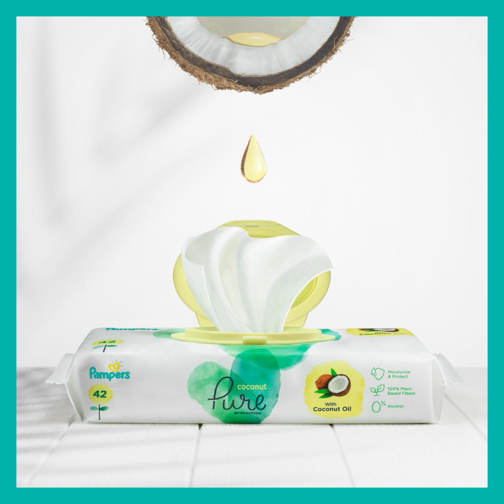 Servetele umede Pampers Coconut Pure 2 pachete x 42 84 buc - 1 | YEO