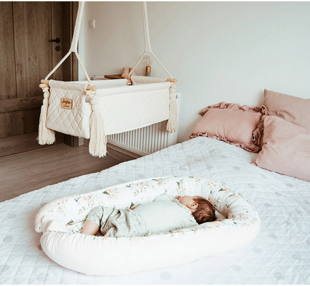 Suport de dormit Babynest Premium Bumbac si Catifea Eucalipt Soft Grey by BabySteps 70x35 cm - 3