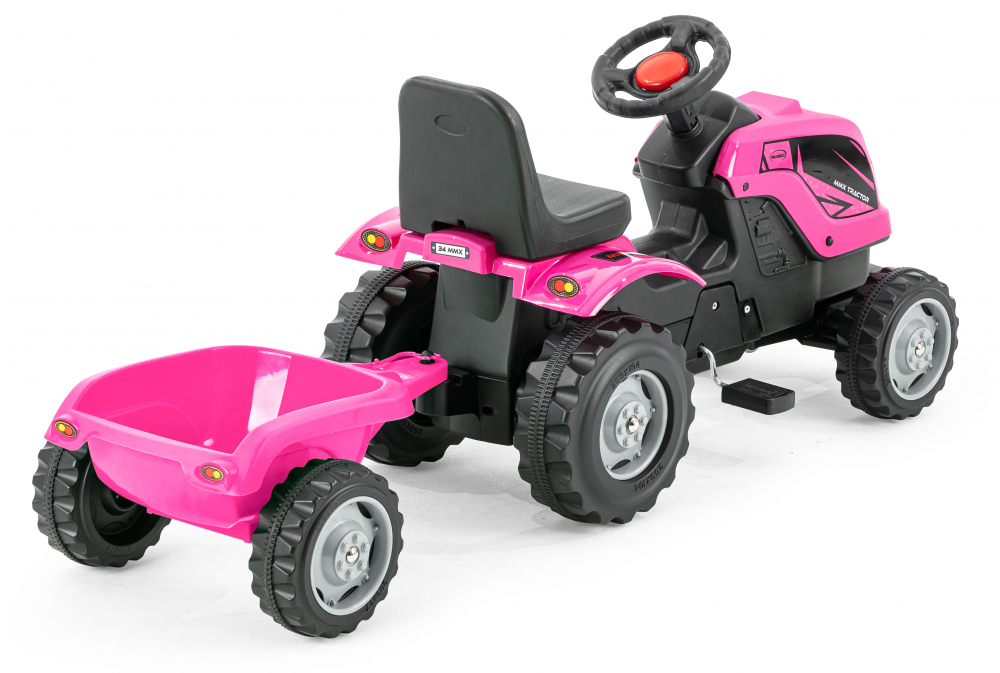 Tractor cu pedale si remorca Micromax MMX Pink - 3