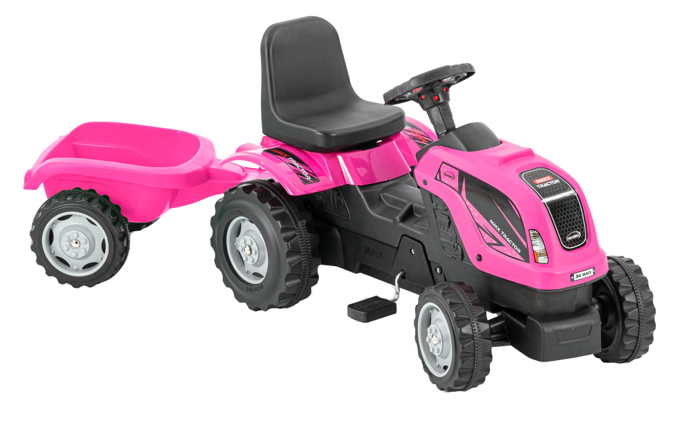 Tractor cu pedale si remorca Pink