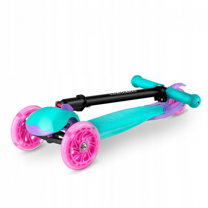 Trotineta cu roti cu led Ricokids Loco turcoaz cu roz - 6