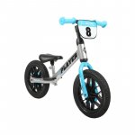 Bicicleta pentru copii fara pedale Qplay Albastru, sa reglabila si cadru otel, roti rezistente de spuma, cu lumini LED activate de miscare, suport de picioare generos, varsta 3-6 ani
