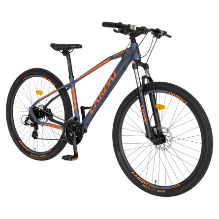 Bicicleta MTB-HT Carpat C2979H manete schimbator MicroshiftShimano 24 viteze cadru aluminiu 29 Inch frane Hidraulice negru cu design portocaliu aluminiu