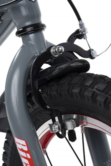 Bicicleta baieti 14 inch frane C-Brake roti ajutatoare Rich Baby R14WTB cadru gri cu design rosu