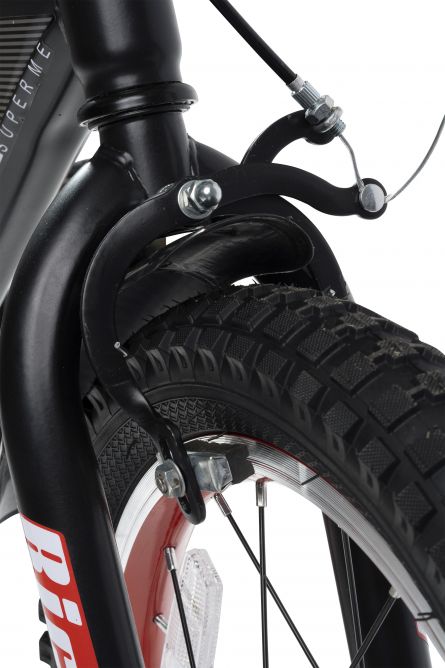 Bicicleta baieti 14 inch frane C-Brake roti ajutatoare Rich Baby R14WTB cadru negru cu design rosu