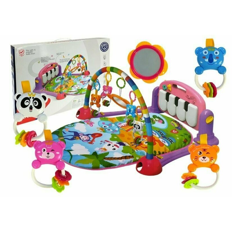 Salteluta Lean Toys de activitate cu pian si 4 jucarii Multicolor activitate imagine noua responsabilitatesociala.ro