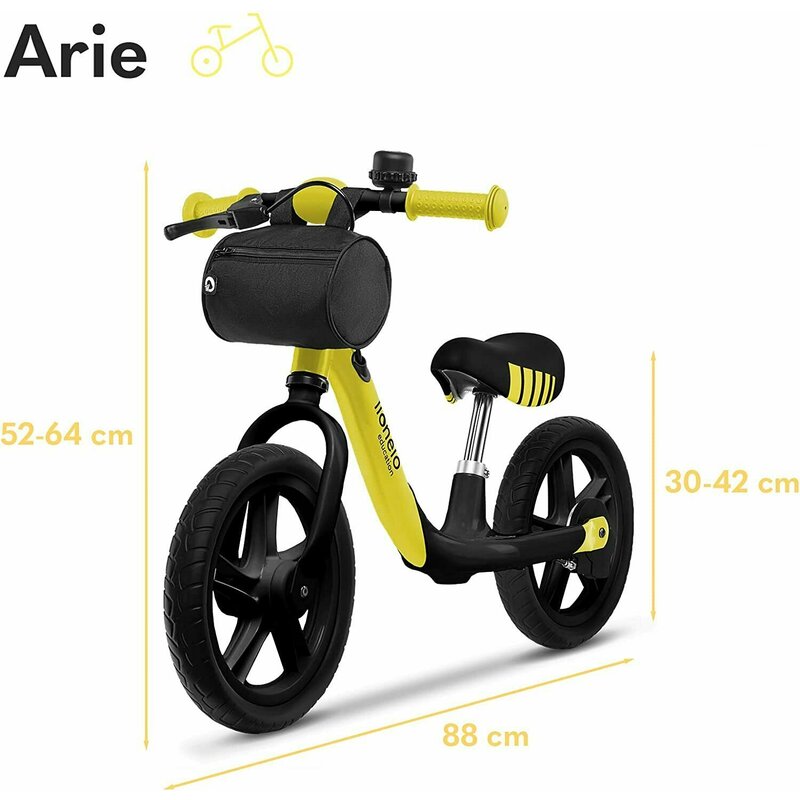 Bicicleta fara pedale Arie Lionelo 12 inch Galben - 1