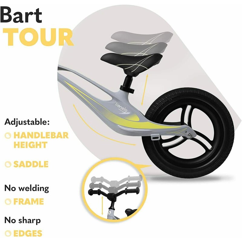 Bicicleta usoara fara pedale Lionelo cu cadru din magneziu Bart Tour 12 Grey Stone - 5