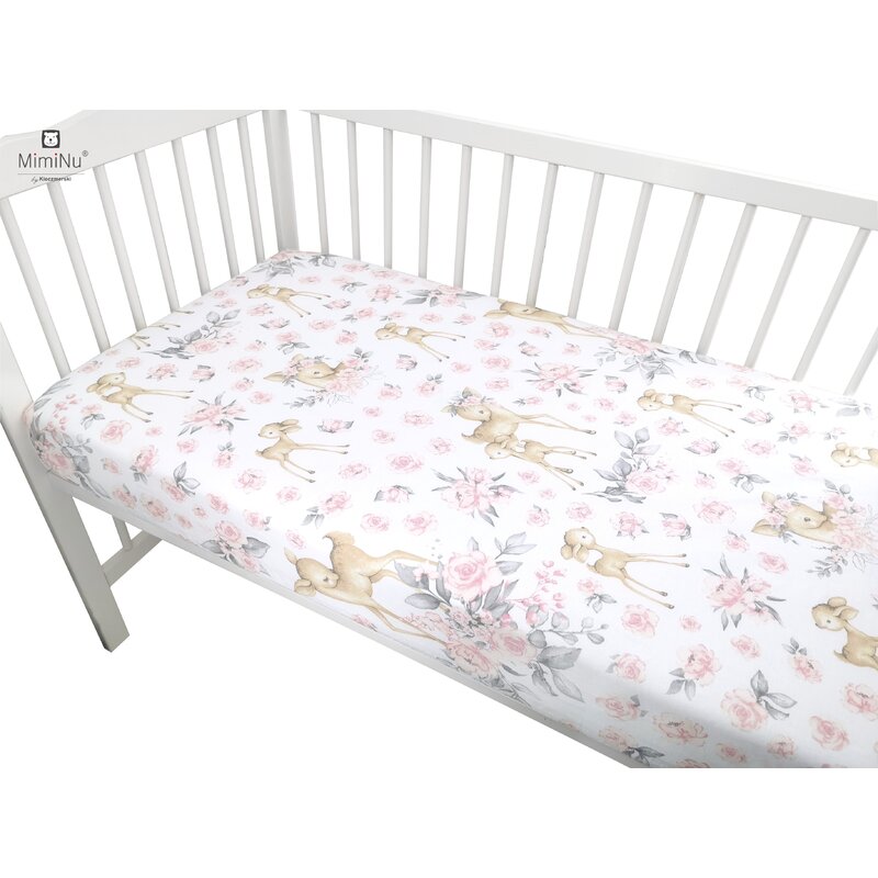 Cearceaf MimiNu cu elastic pentru patut 90×40 cm din bumbac Sweet Deer Pink 90x40 imagine noua responsabilitatesociala.ro