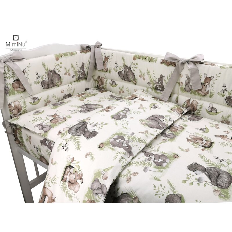 Set lenjerie patut cu 6 piese MimiNu cu pilota si perna din bumbac 120x60 cm Design Calm Forest Natura - 1 | YEO