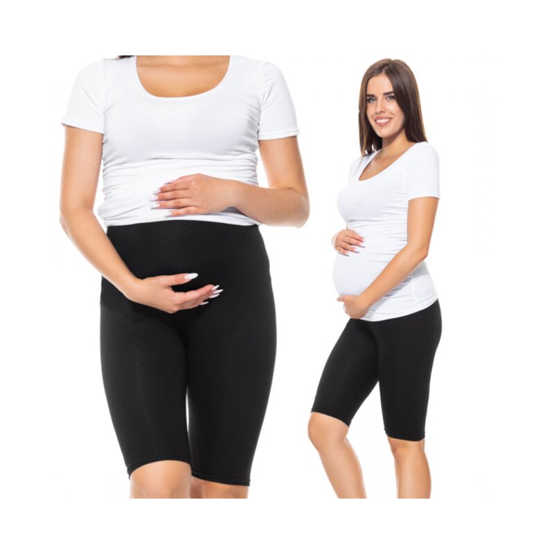 Colanti scurti pentru gravide Qmini din bumbac Masura XL Black